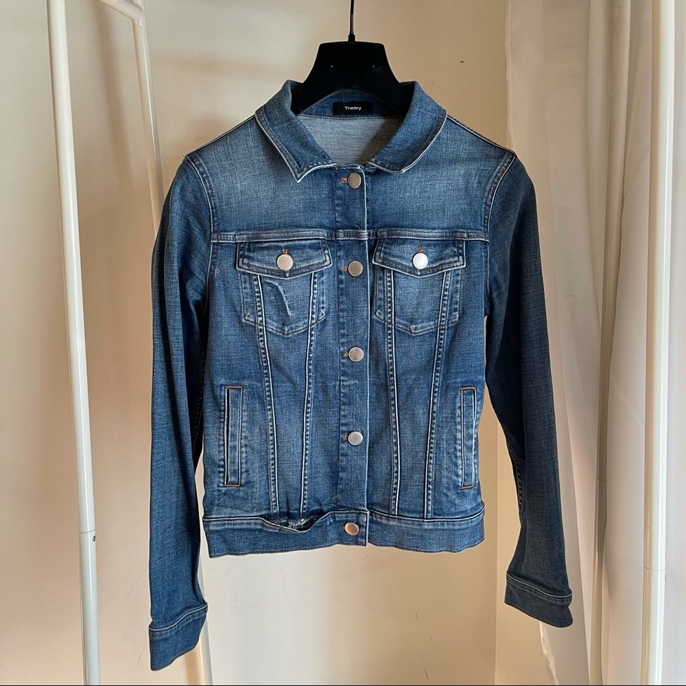 Theory Blue Denim Jean Jacket Size Small